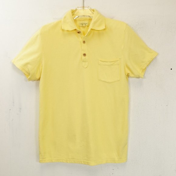 BANANA‎ REPUBLIC Men's 100% Cotton Yellow Polo Shirt SMALL Garment Dye Collared - Picture 1 of 12